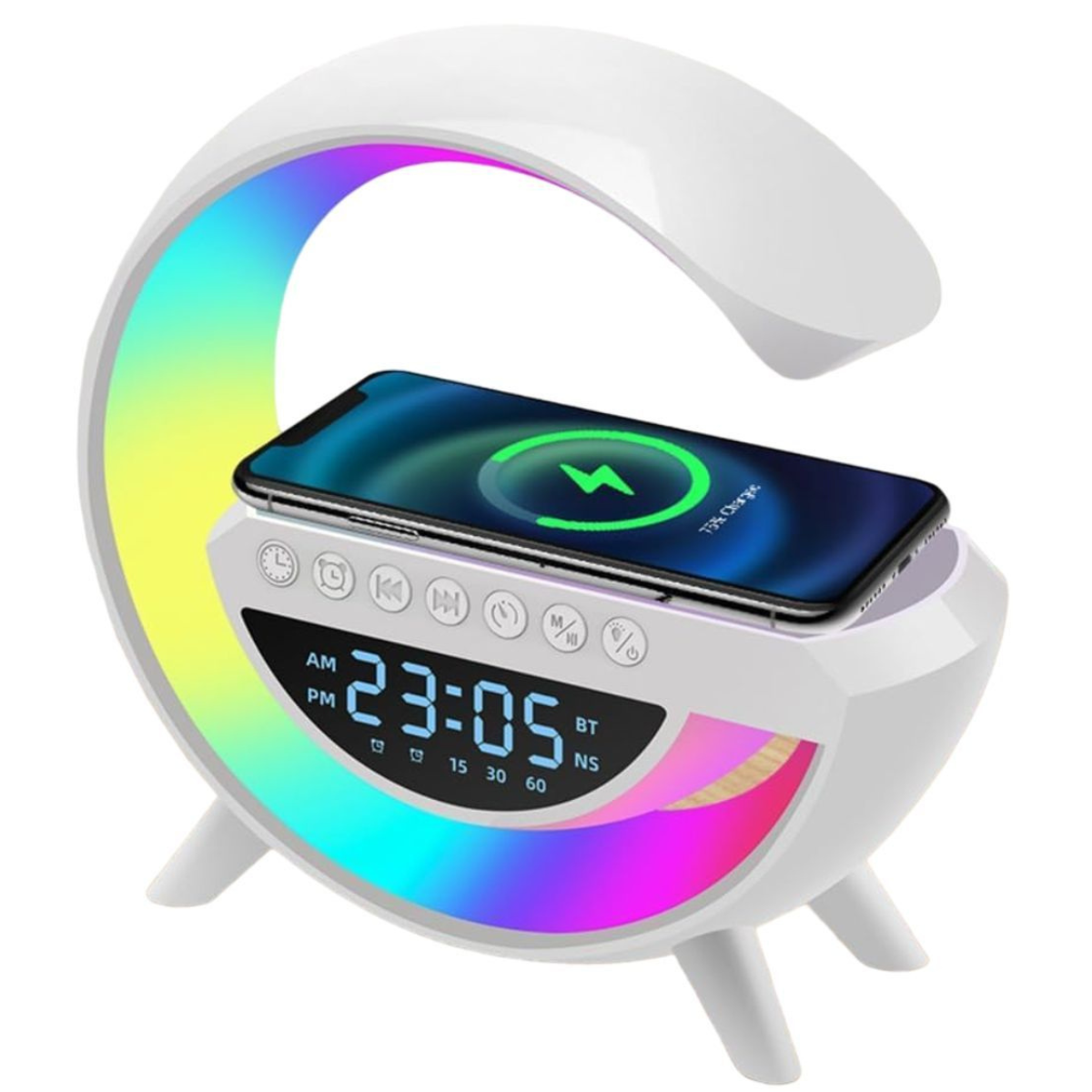 Altavoz Bluetooth Con Reloj y Cargador